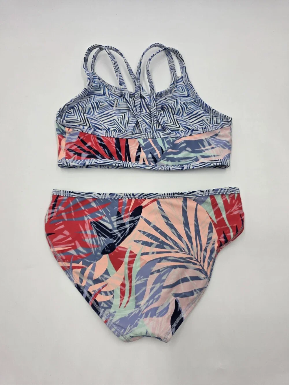 Athleta Girl Palm Oasis print reversible bikini top and bottoms size S